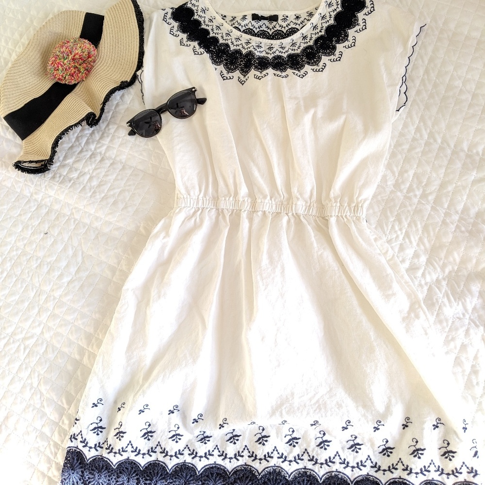 J crew white linen embriodered dress or coverup